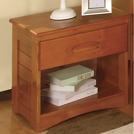 Casual 1-Drawer Nightstand with Open Cubby